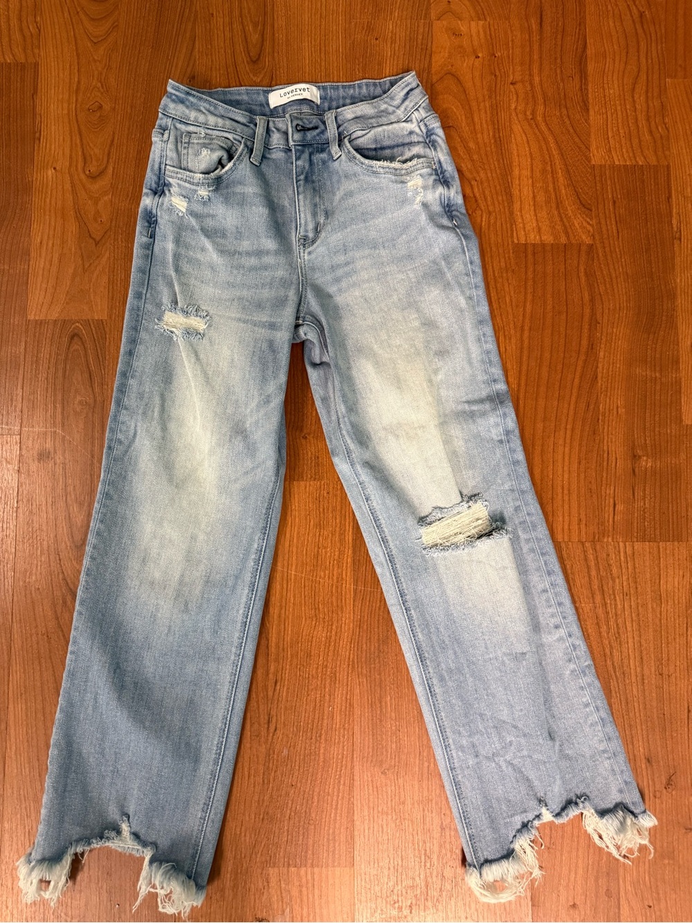 Lovervet Light Wash Distressed Wide Leg Jeans